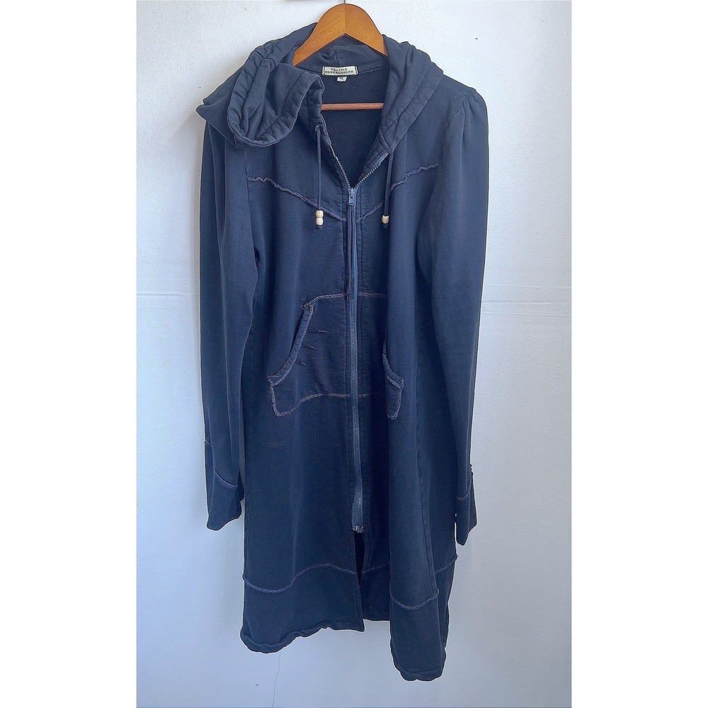 Prairie Underground Hoodie Navy Blue XL Organic Cotton Zip Up Boho VTG Coat